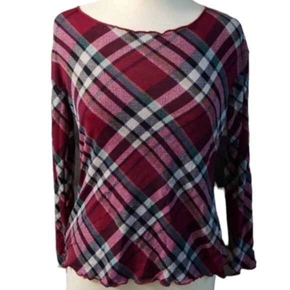 Free 832 Medium Plaid Flowy Casual Shirt - Picture 1 of 3